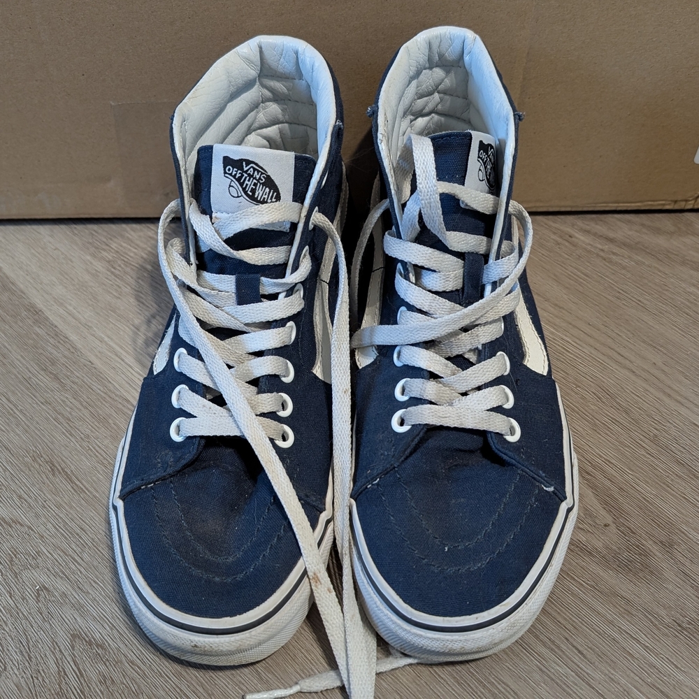 Vans High-Top Sneakers in Navy and White